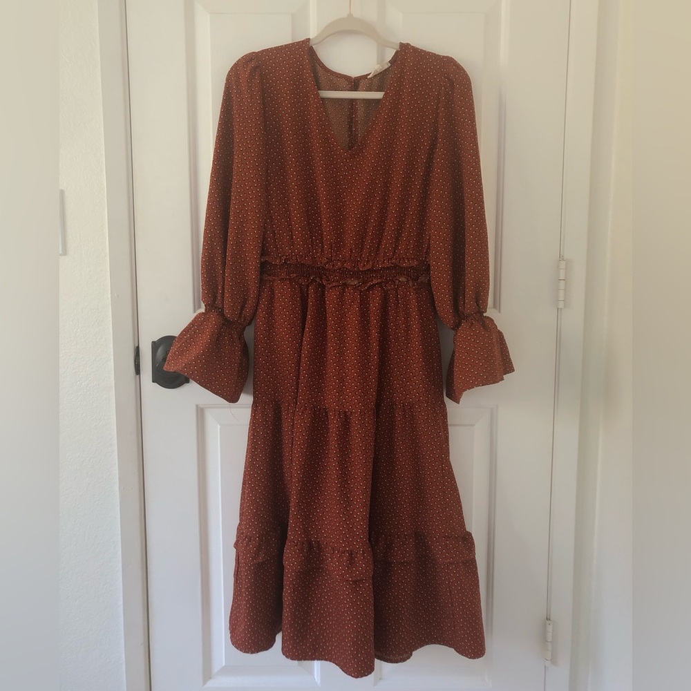 Roolee Terracotta Midi Dress